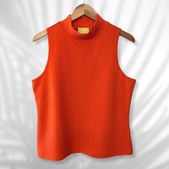 Maeve Tops - Maeve by Anthropologie Charley Textured Sleeveless Top | Orange | Size L